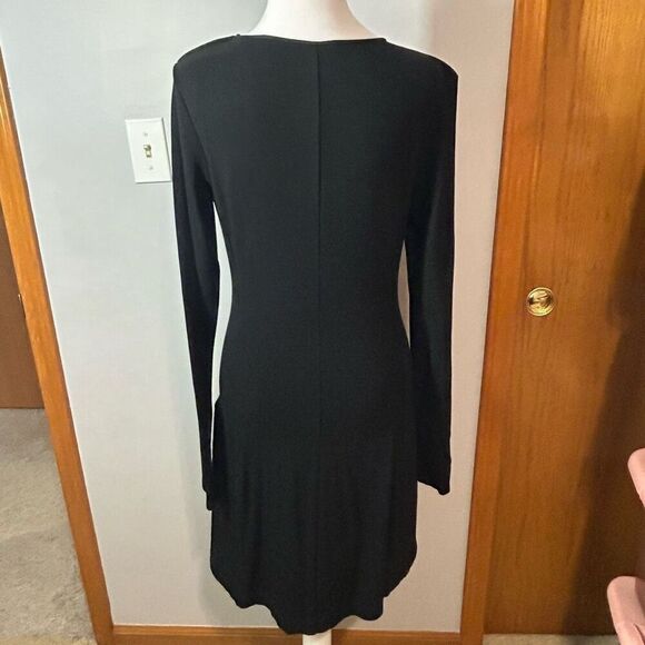 Theory Mimi Q Classical Dress Womens Black Quilted Long Sleeve Shift Crew size M - Picture 4 of 11